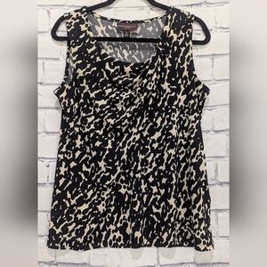 Dana Buchman Signature Black and Beige Sleeveless Blouse Women's Size Medium